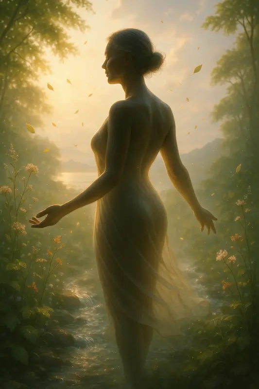 Immagine verticale di donna che evoca benessere intimo e serenit&agrave; in menopausa