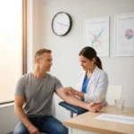 dottoressa effettua un prelievo del sangue