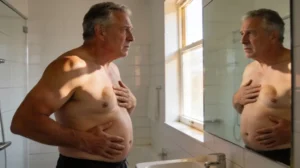 uomo spaventato allo specchio