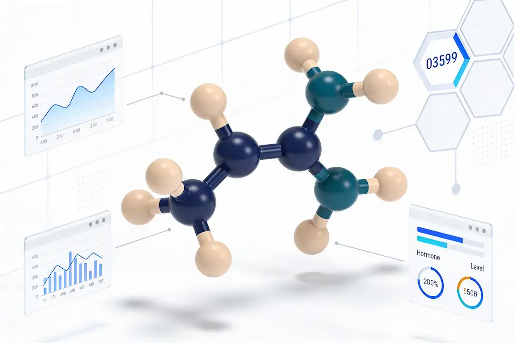 Scientific medical illustration of a testosterone chemical structure