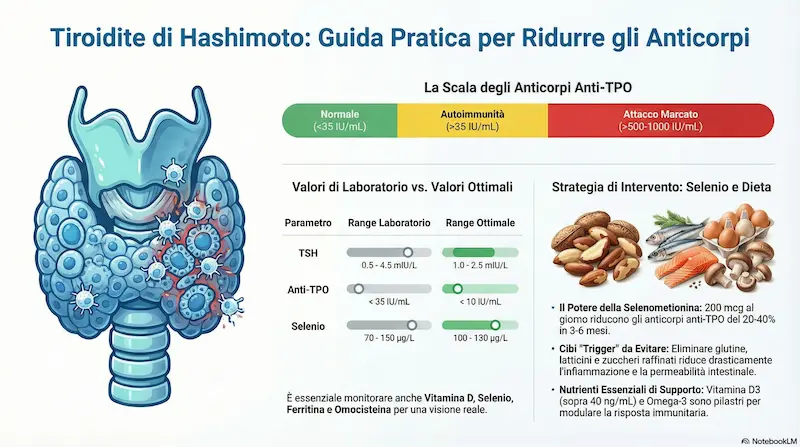 Abbassare gli Anticorpi Antiperossidasi infografica - Tiroidite di Hashimoto ridurre gli anticorpi