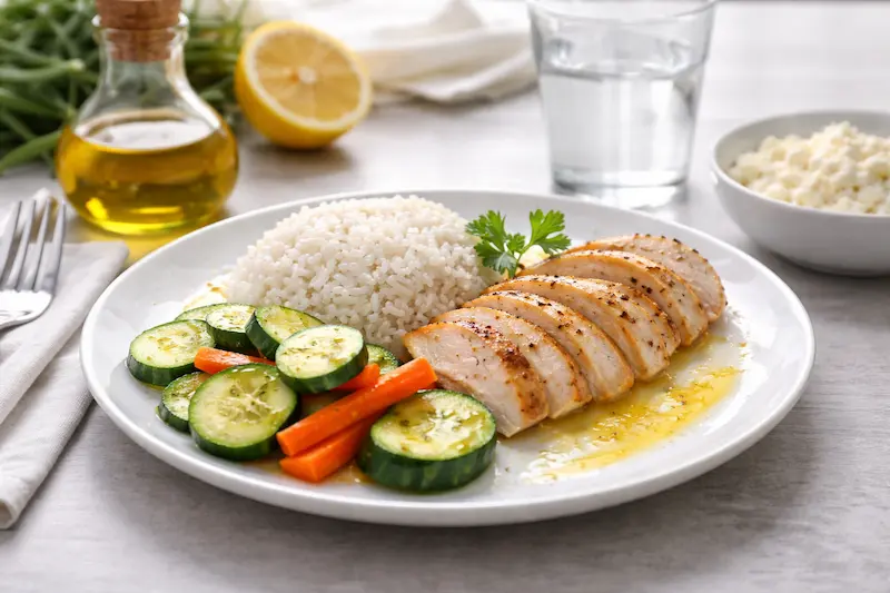 Cosa Mangiare dopo la Pancreatite Acuta - piatto equilibrato proteine, carboidrati e verdure